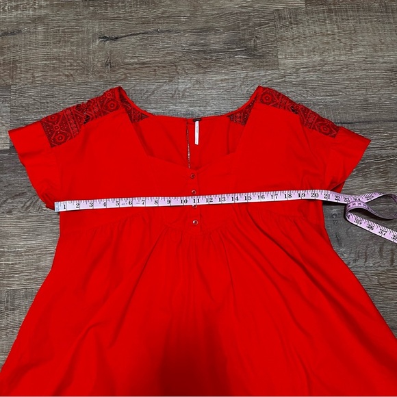 FREE PEOPLE Orange Cotton Mini Dress / Romper Size Large - Picture 8 of 9